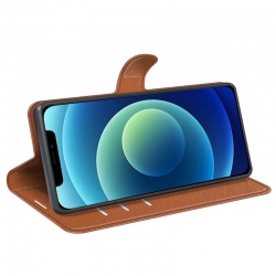 Etui Marron pour Samsung Galaxy A12 avec porte-cartes intégré photo 4
