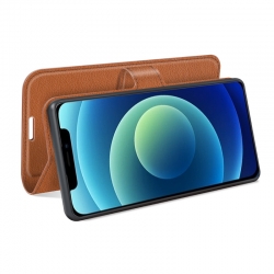 Etui Marron pour Samsung Galaxy A12 avec porte-cartes intégré photo 5