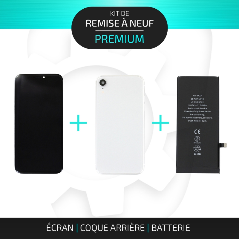 Kit écran LCD + batterie + coque arrière complète pour iPhone XR blanc