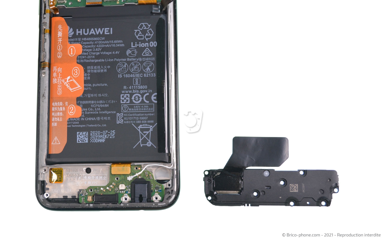 Bloc écran OLED complet sur châssis + batterie pour Huawei P40 Pro Or