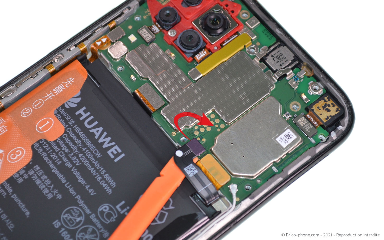 Bloc écran OLED complet sur châssis + batterie pour Huawei P40 Pro Or