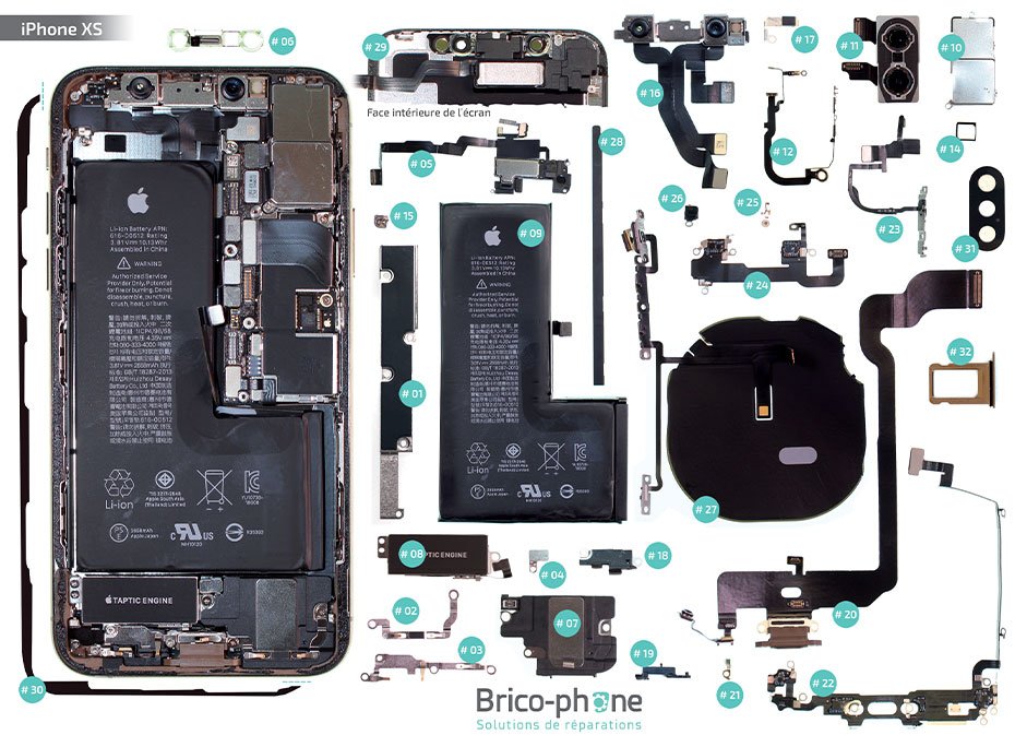 Plaque De Fixation Connecteur Pour IPhone XS - Pièce De Rechange En Métal Argenté, Référence 05011605008