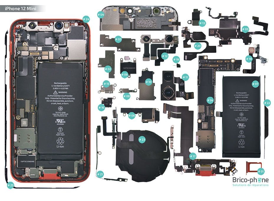 IPhone 4S Vue éclatée - Fragment D'histoire Numérique Encadré - Déco France