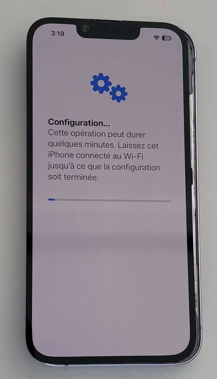 Écran de configuration de l'assistant de réparation
