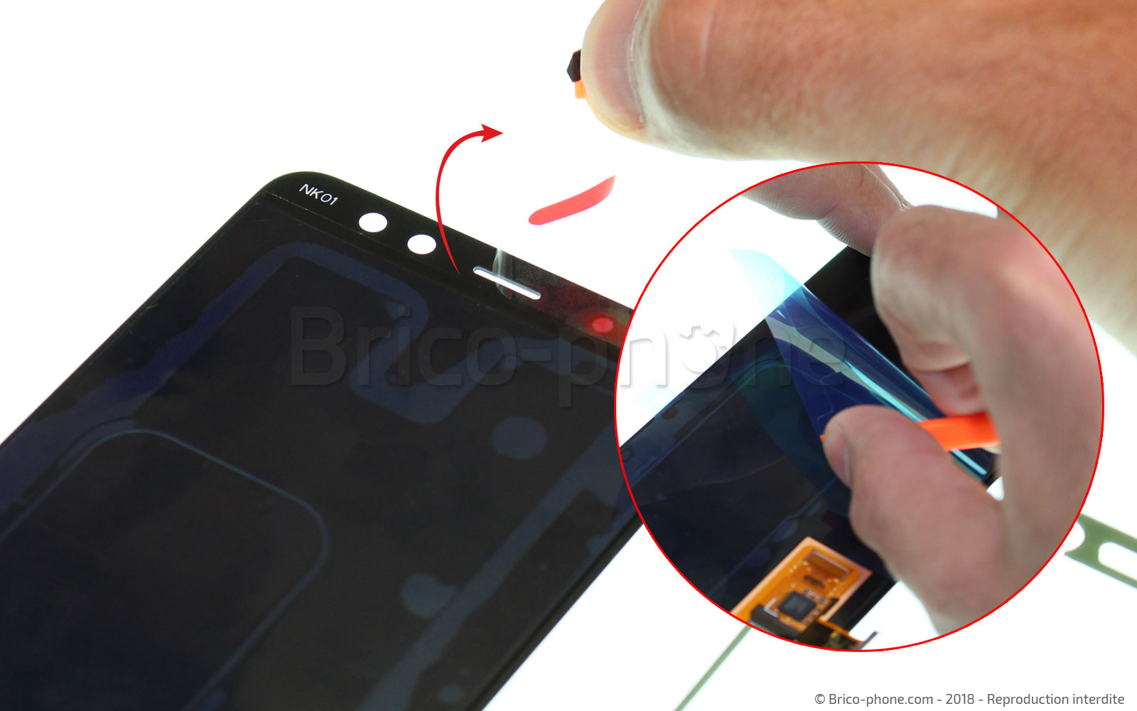 Changement d'écran (vitre+LCD) sur Galaxy A8 2018 photo 1