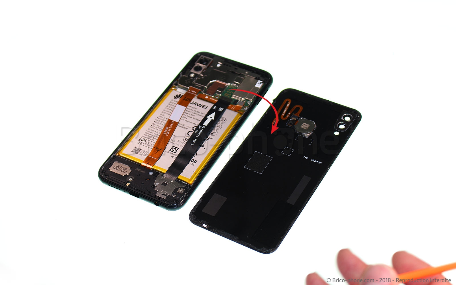 Changement d'écran (vitre+châssis+batterie) sur P20 lite photo 3