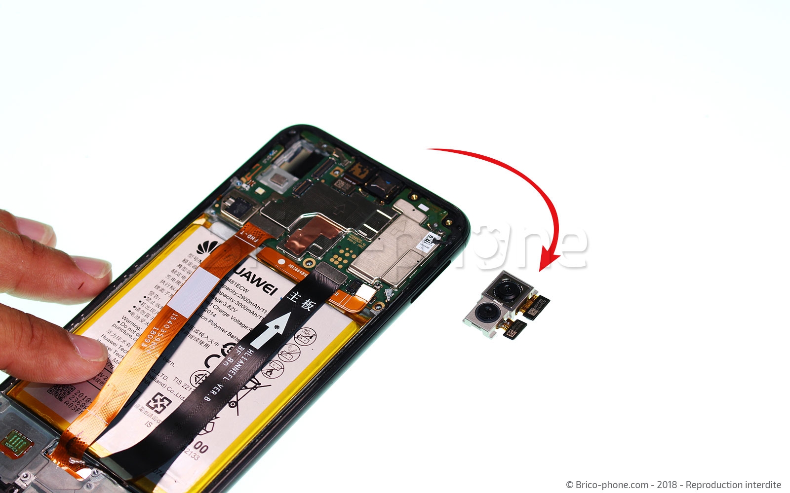 Changement d'écran (vitre+châssis+batterie) sur P20 lite photo 4