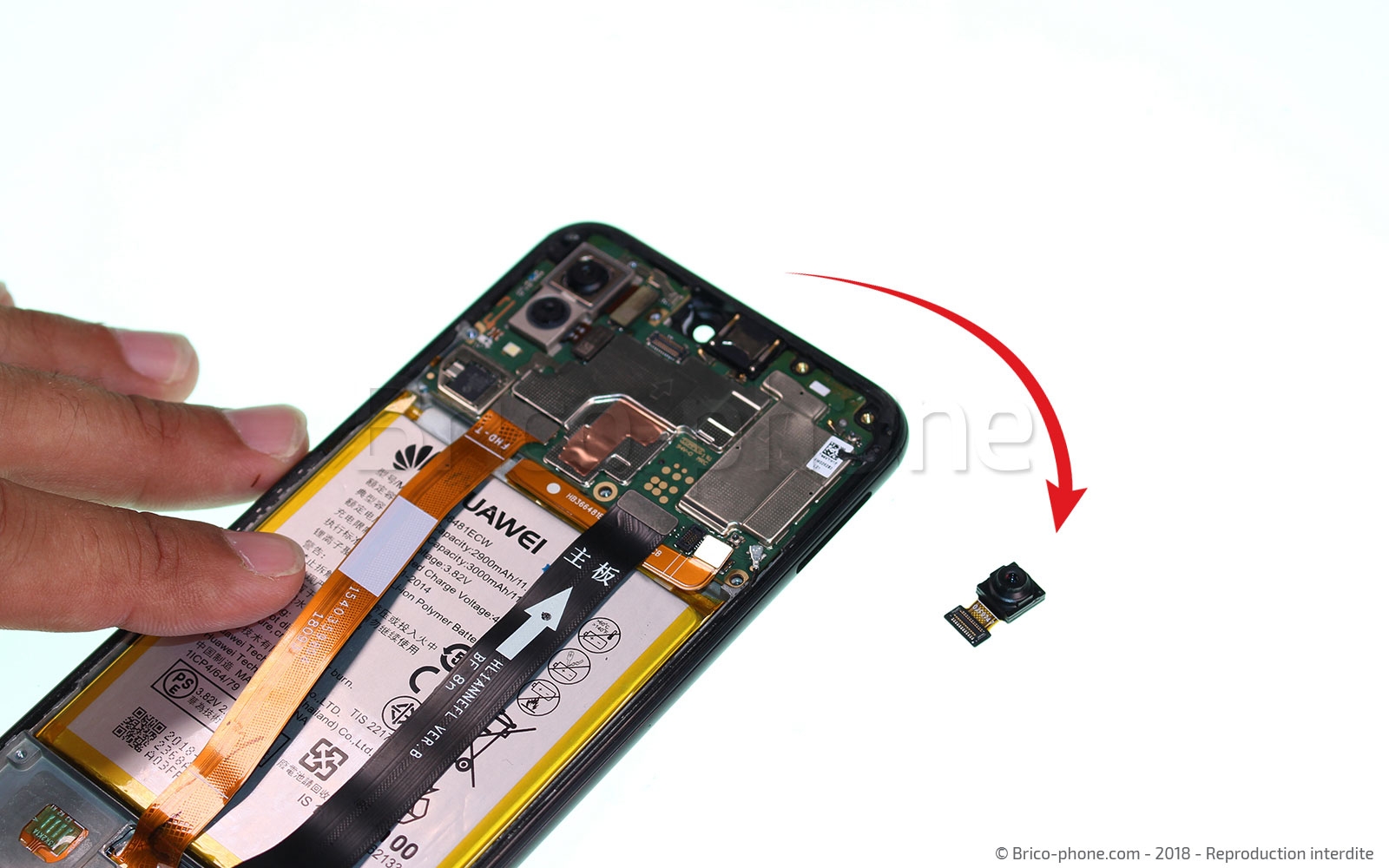 Changement d'écran (vitre+châssis+batterie) sur P20 lite photo 3
