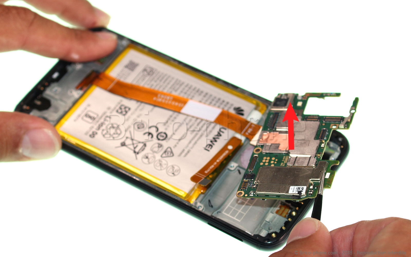 Changement d'écran (vitre+châssis+batterie) sur P20 lite photo 2