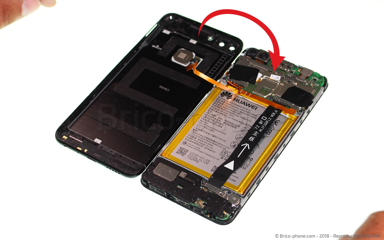 Changement de coque arrière avec lecteur d'empreintes sur P Smart 2018 photo 4