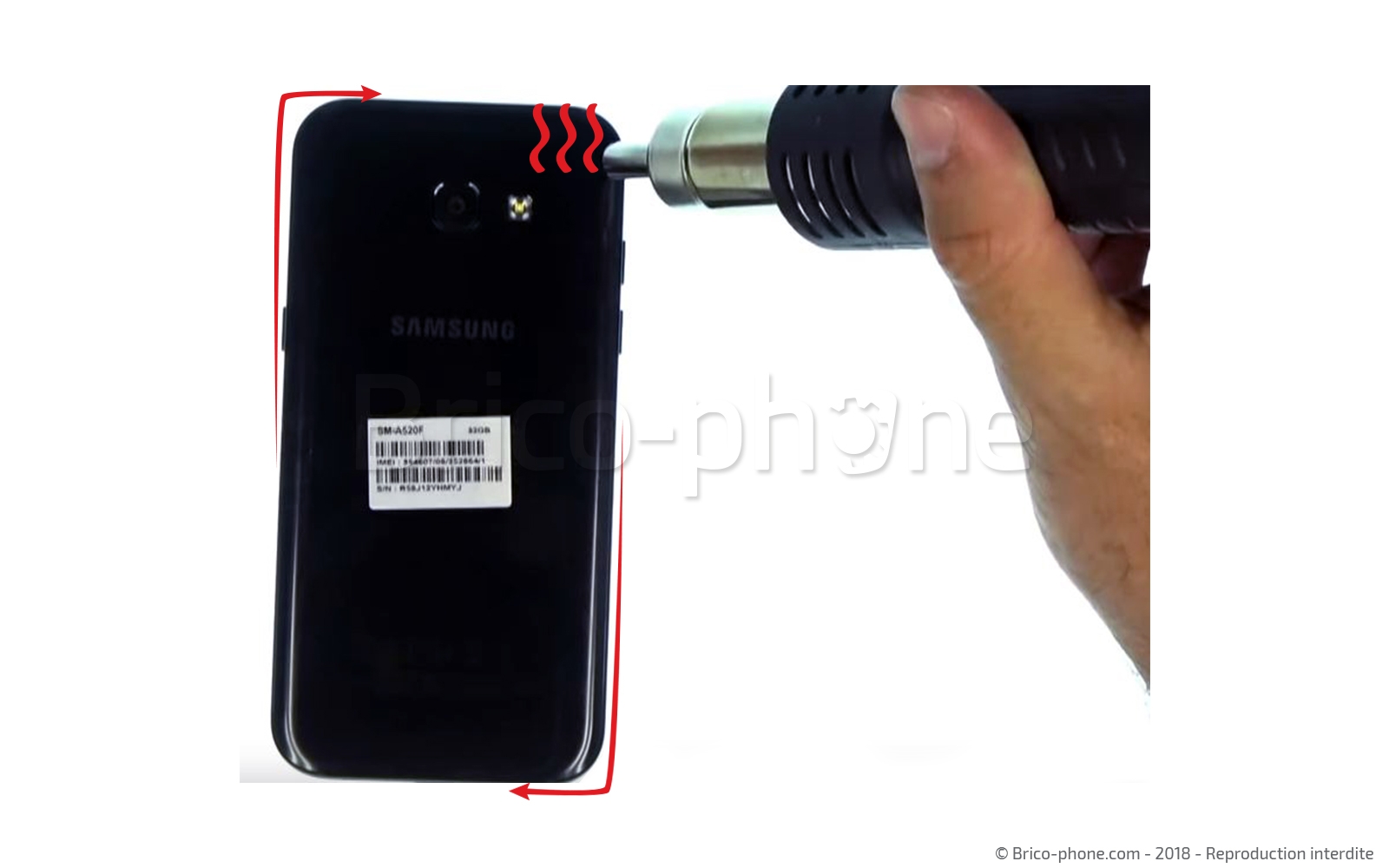 Changement de vitre arrière sur Galaxy A5 2017 photo 2