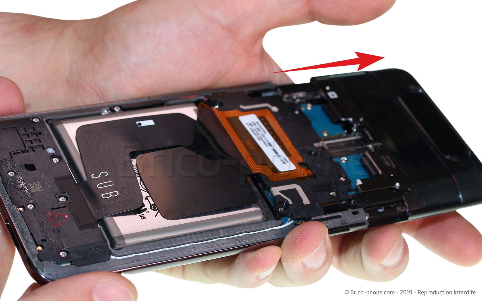 Changement de bloc écran avec châssis sur Galaxy A80 photo 4