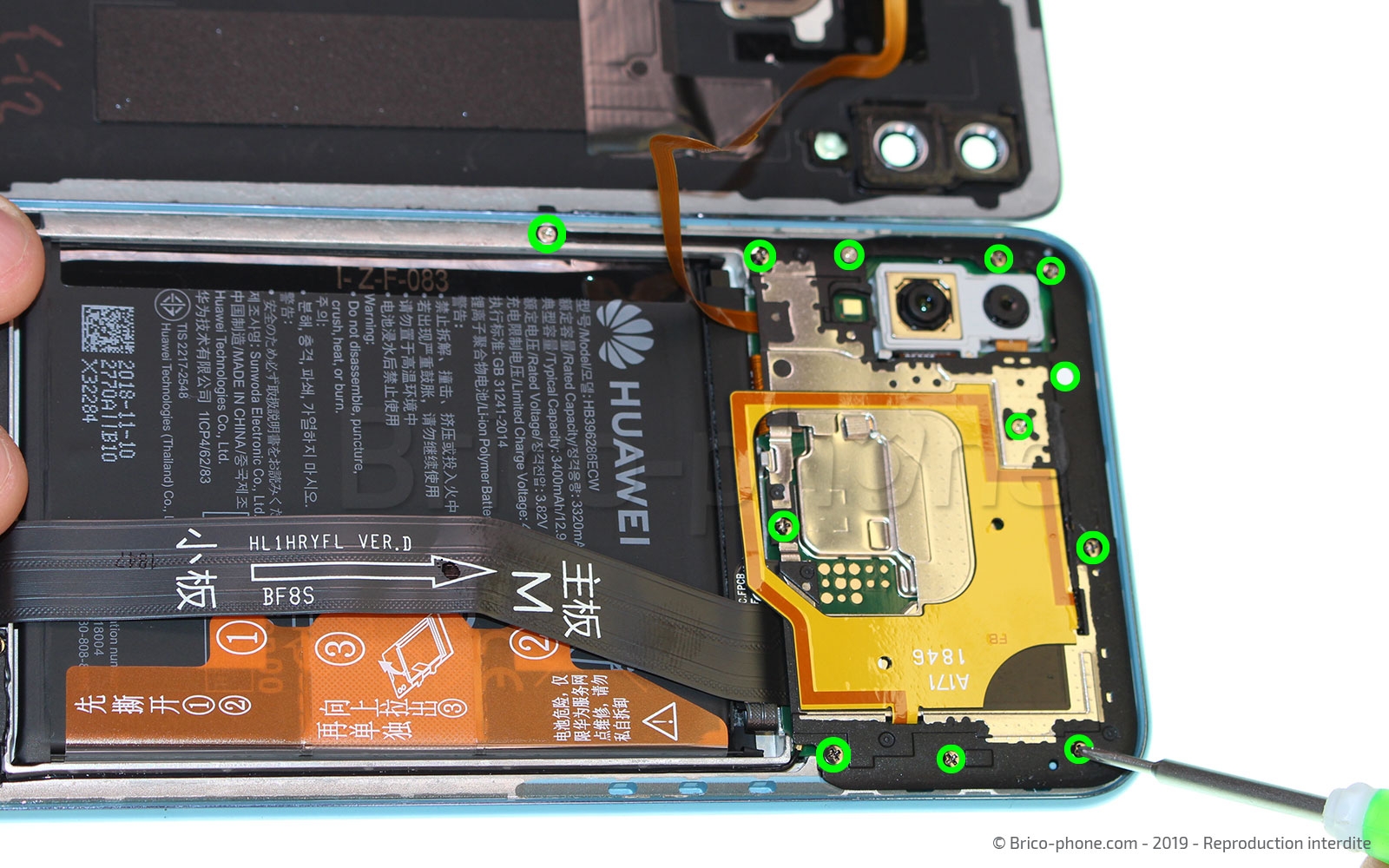 Changement de bloc écran avec batterie sur Honor 10 Lite photo 1