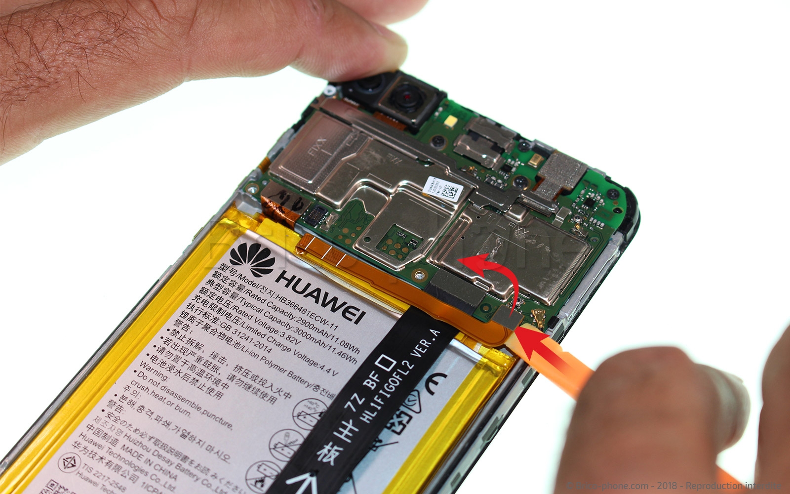 Changement d'écran (vitre+LCD+batterie) sur P Smart 2018 photo 3