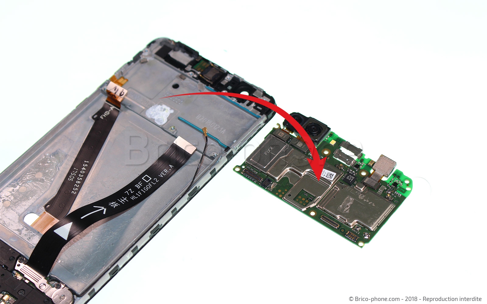 Changement d'écran (vitre+LCD+batterie) sur P Smart 2018 photo 3