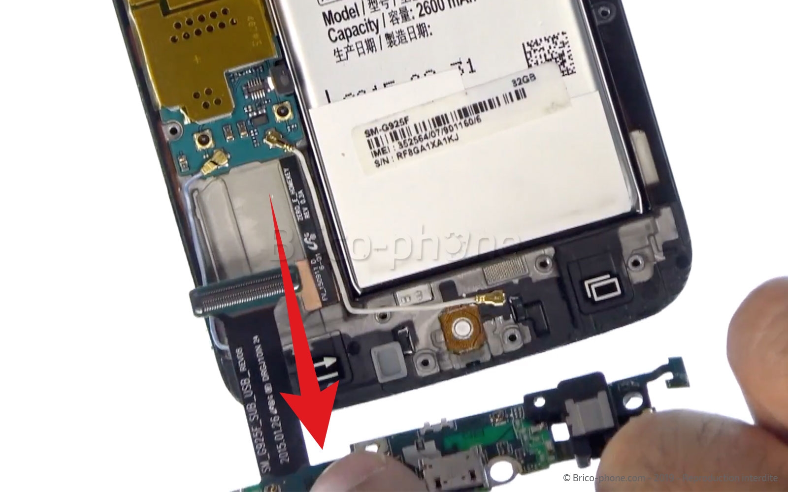 Changement du connecteur de charge et prise jack sur Galaxy S6 Edge photo 2