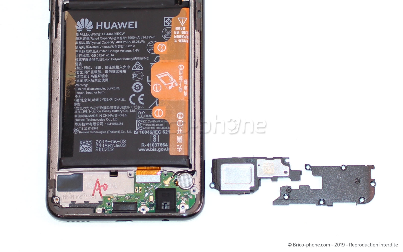 Changement du bloc écran complet avec batterie sur P Smart Z photo 4