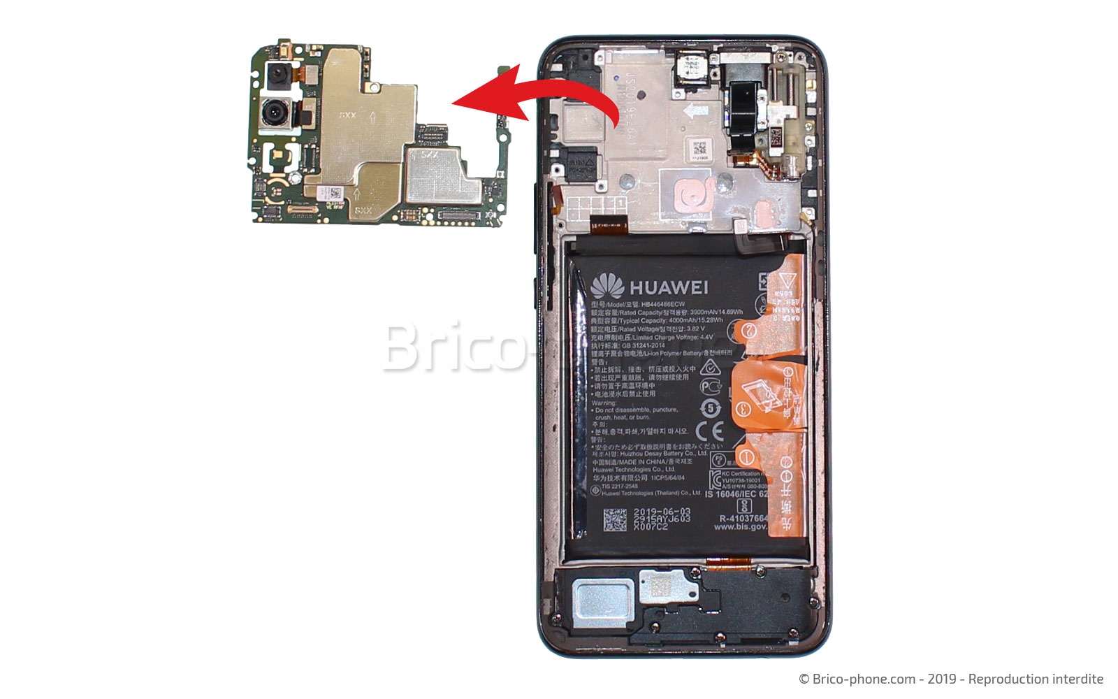 Changement du bloc écran complet avec batterie sur P Smart Z photo 2