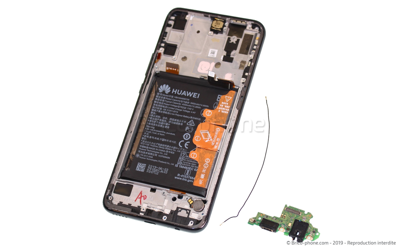 Changement du bloc écran complet avec batterie sur P Smart Z photo 2