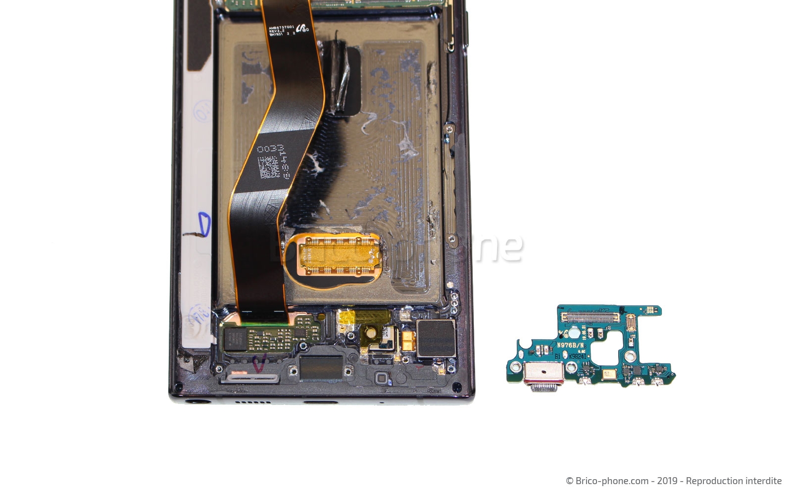 Changement du bloc écran pré-monté avec châssis sur Galaxy Note 10 Plus photo 3