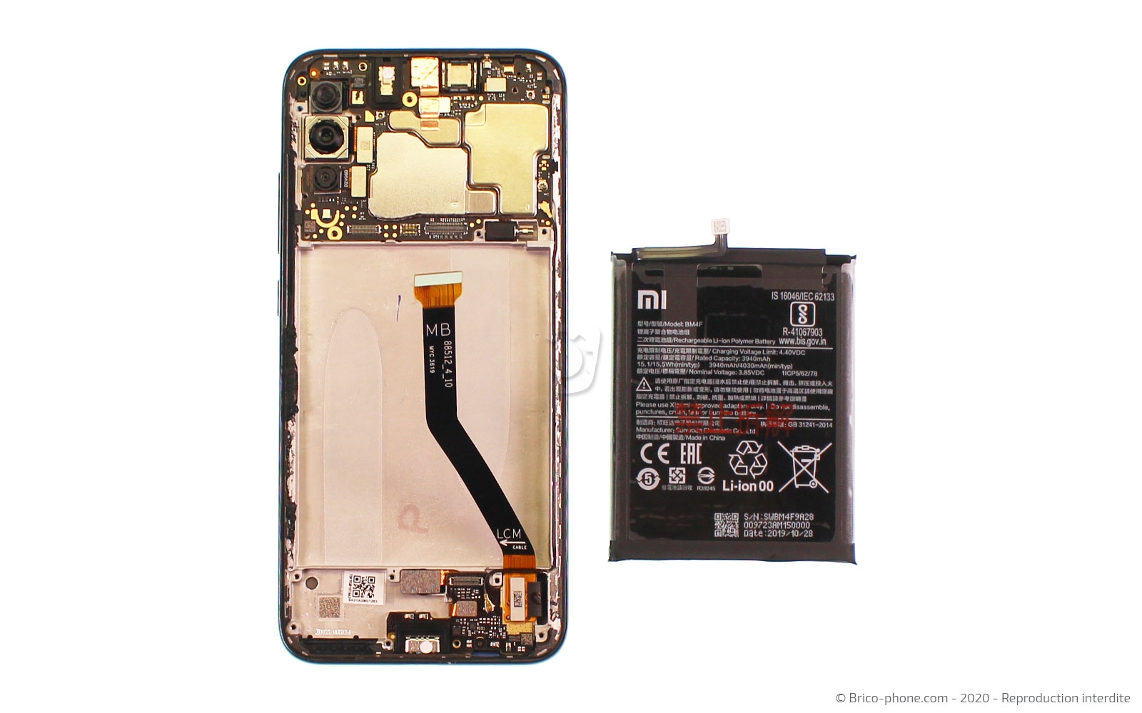 Changement du bloc écran avec châssis sur Mi A3 photo 3