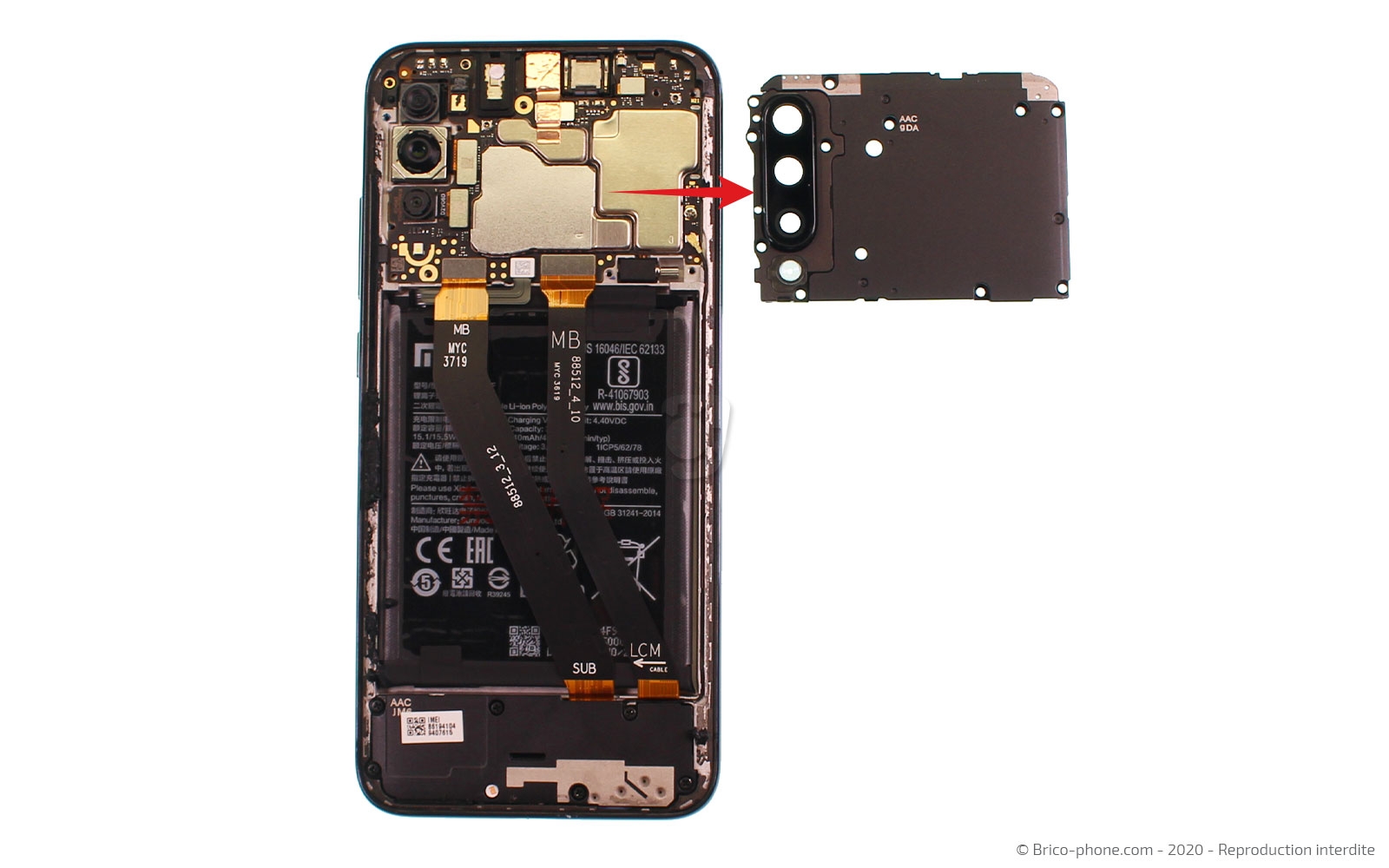 Changement du connecteur de charge sur Mi A3 photo 4