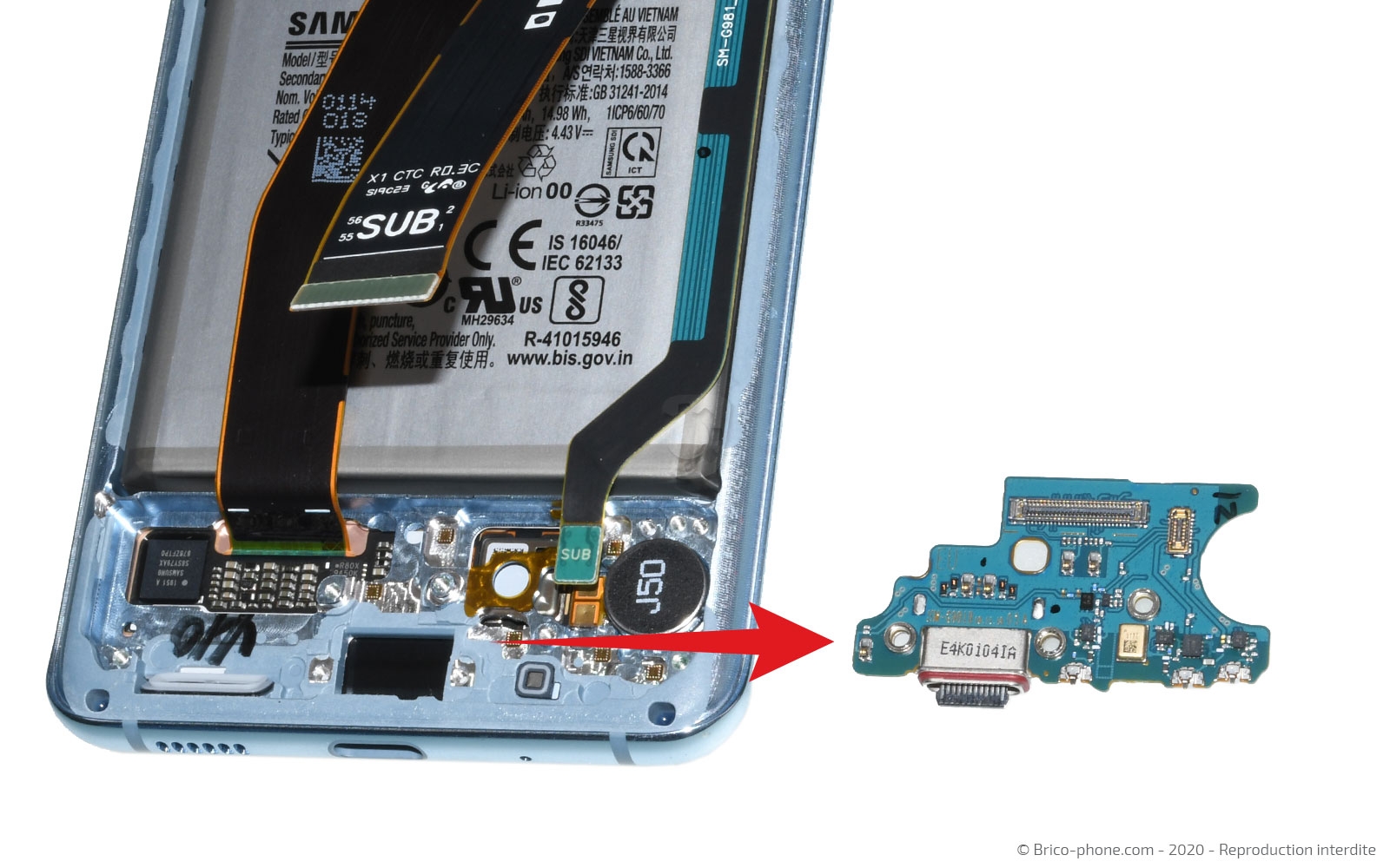 Changement du connecteur de charge sur Galaxy S20 photo 3