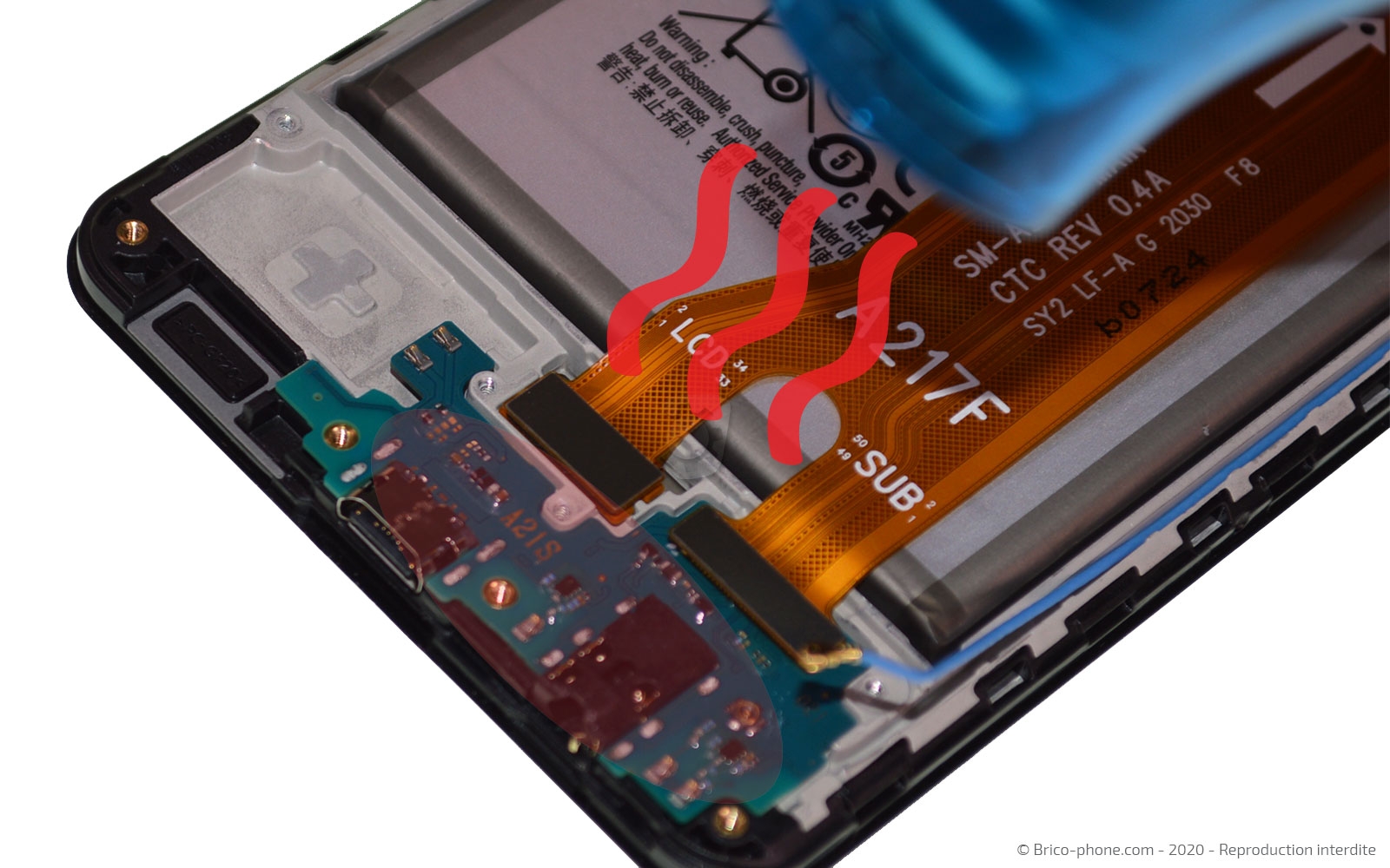 Changement du connecteur de charge sur Galaxy A21s photo 3