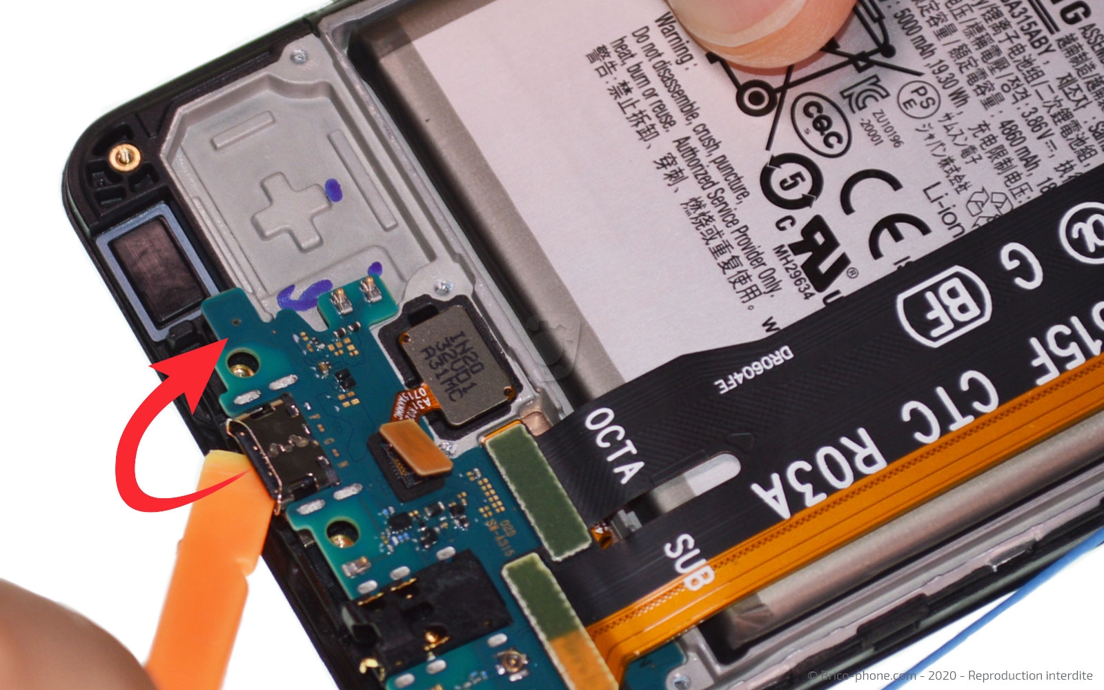 Changement du connecteur de charge sur Galaxy A31 photo 3