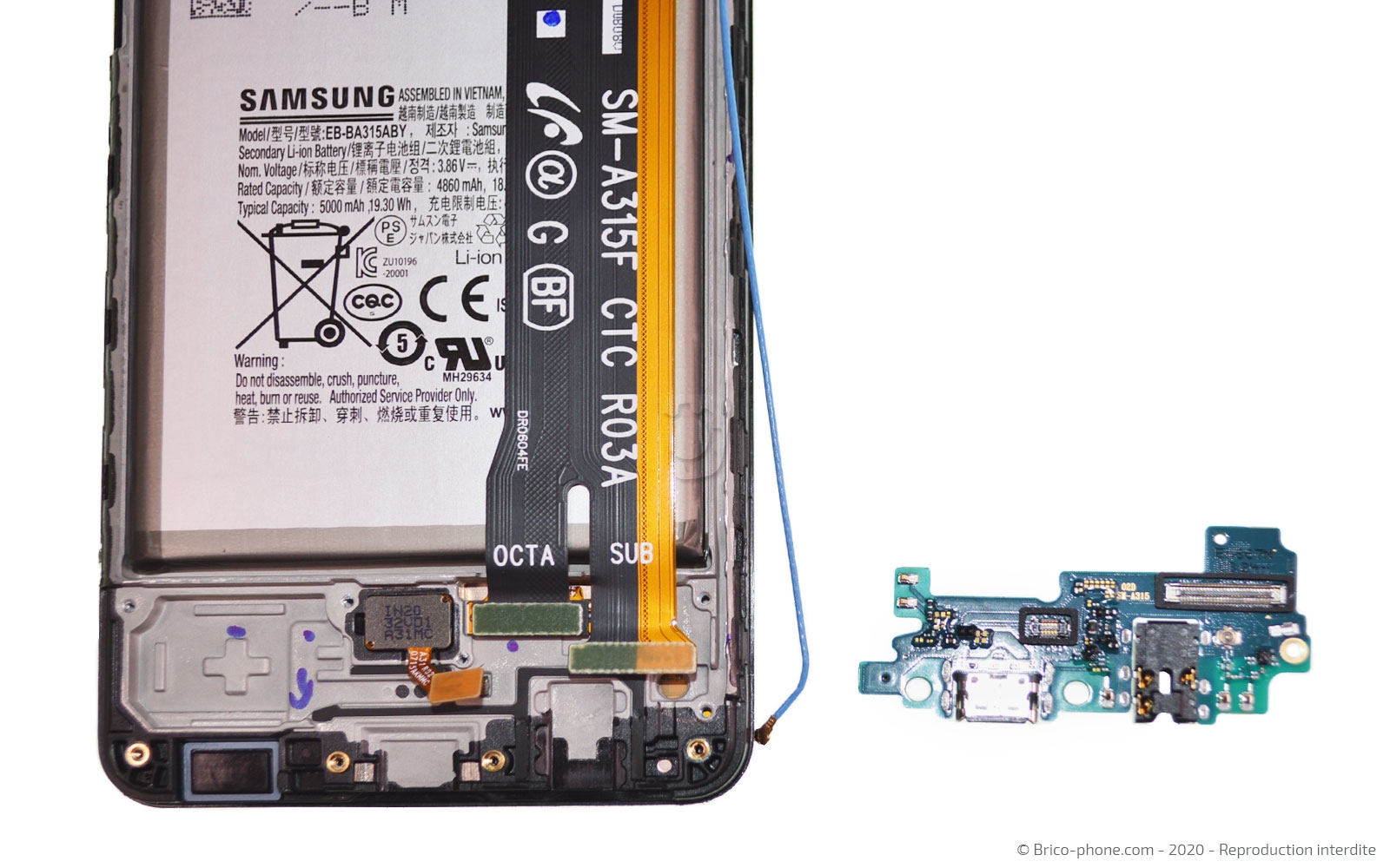 Changement du connecteur de charge sur Galaxy A31 photo 4