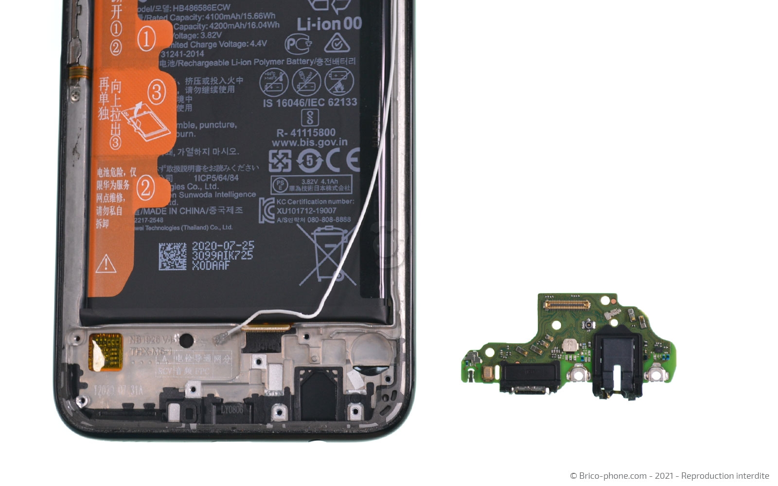 Changement du connecteur de charge sur P40 Lite photo 3